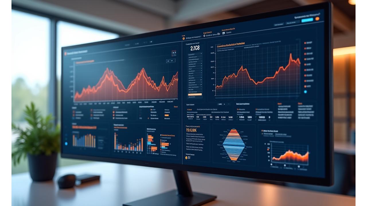Interaktives KI-gesteuertes Analytics-Dashboard mit verschiedenen Diagrammen zu Heatmaps, User Journeys und Conversion Funnel Analysen