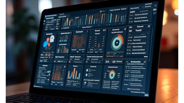Bild eines komplexen, unübersichtlichen Dashboard-Interfaces mit vielen Datenelementen und schlechter Anordnung