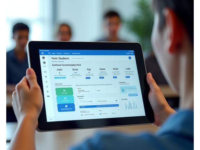 KI-generierter Lernpfad auf einem Tablet, der personalisierte Lerninhalte und Echtzeit-Fortschrittsanalyse darstellt, mit hellen, ansprechenden Grafiken.