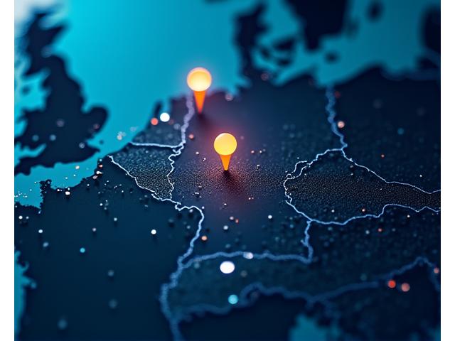 Karte von Deutschland mit markierten Standorten der Rechenzentren