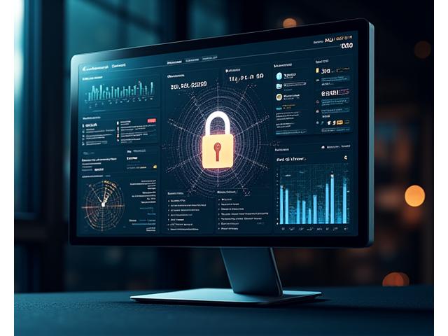 Mockup eines sicheren KI-Dashboards zur Datenvisualisierung mit Sicherheits-Überlagerungen