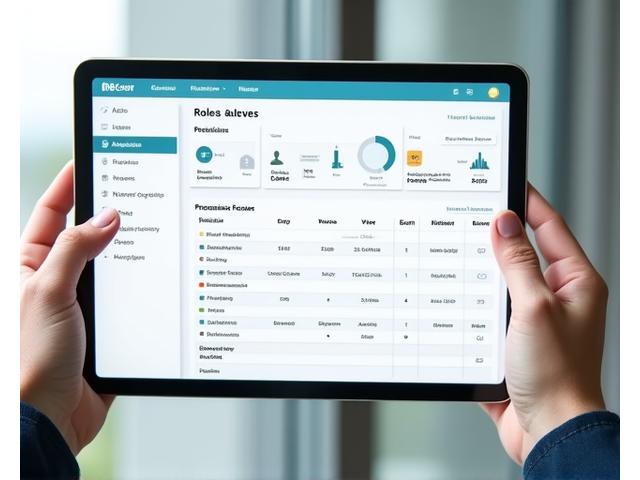 Mockup eines User Management Dashboards mit Rollen- und Rechte-Matrix