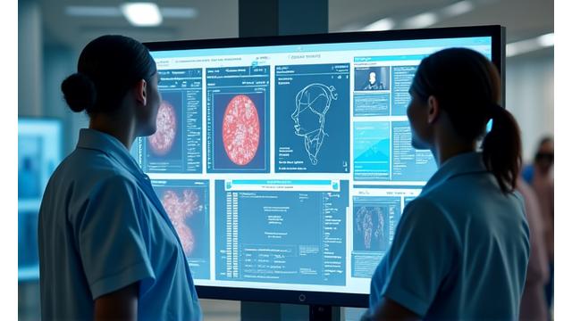 Ärzte und medizinisches Personal nutzen ein digitales System