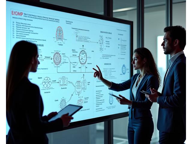 Ein Team von KI-Entwicklern, die an einem Whiteboard die Entwicklung einer spezialisierten KI-Kachel besprechen