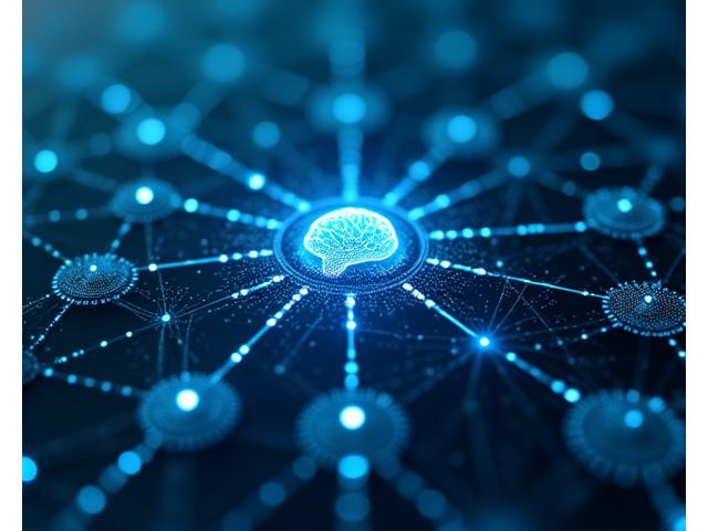 Visualisierung eines neuronalen Netzes, das Daten verarbeitet und Muster lernt, um die Arbeitsgewohnheiten eines Benutzers zu optimieren