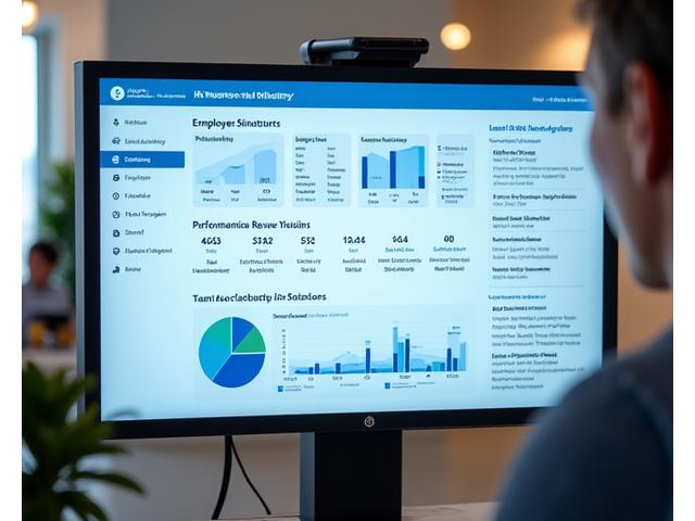 Mockup eines HR Management Panels mit Mitarbeiterdaten und Rekrutierungstools