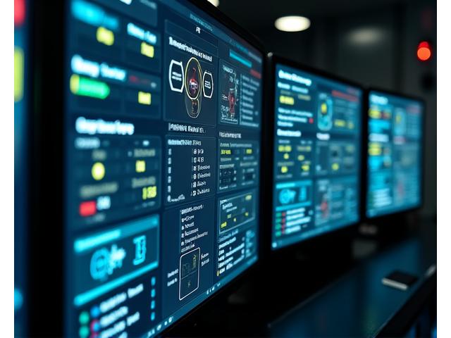Mockup eines Operations Control Panels mit Überwachungsgrafiken
